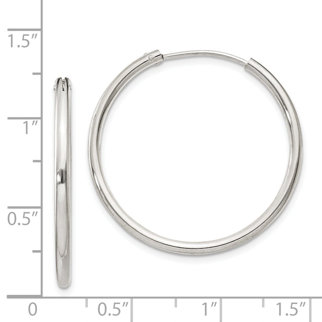 Sterling Silver Hollow Hoop Hinged Earrings