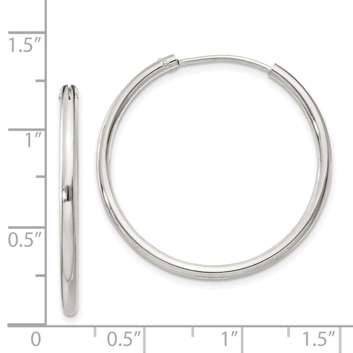 Sterling Silver Hollow Hoop Hinged Earrings