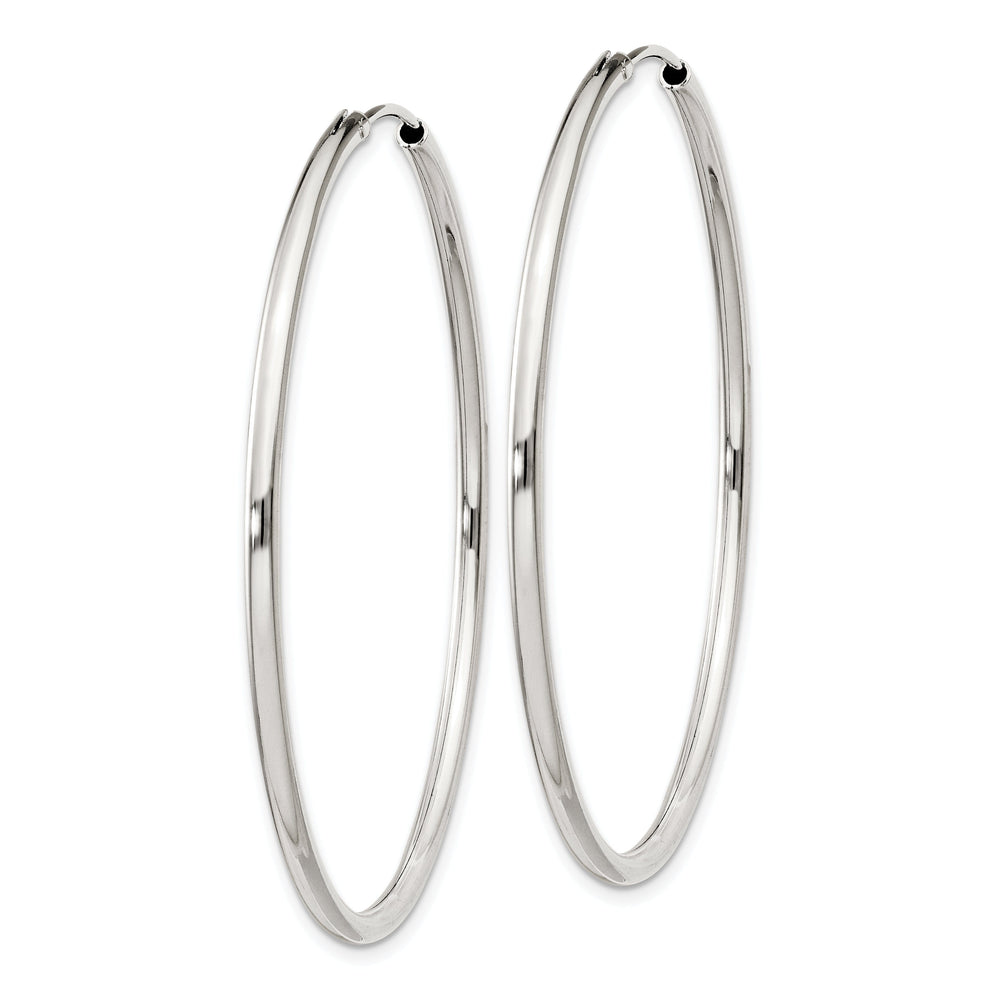 Sterling Silver Hollow Hoop Hinged Earrings