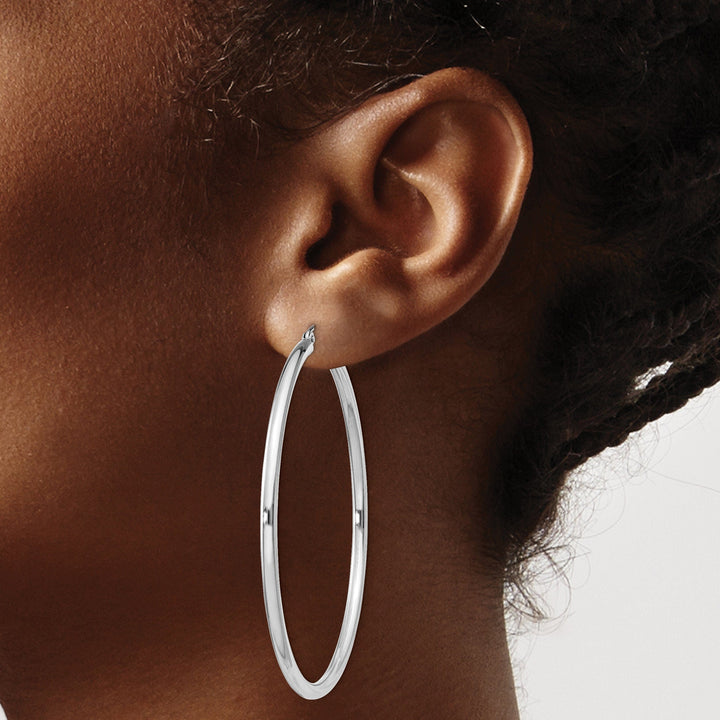 Sterling Silver Hollow Tube Hoop Hinged Earring