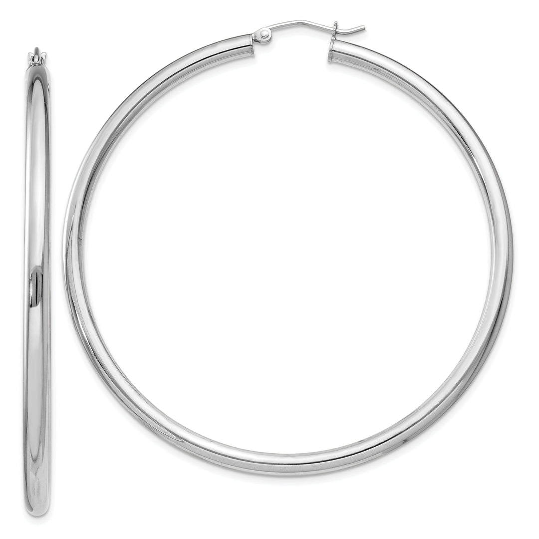 Silver Hollow Round Hoop Hinged Earrings