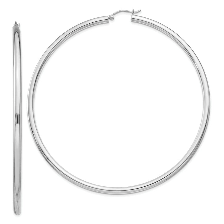 Silver Hollow Round Hoop Hinged Earrings