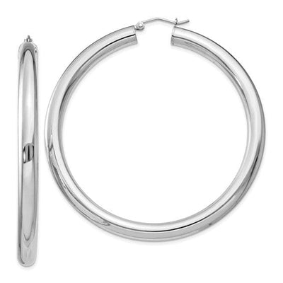 Silver Hollow Round Hoop Hinged Posts Earrings at $ 96.43 only from Jewelryshopping.com