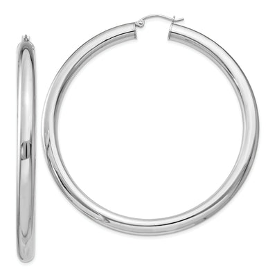 Silver Hollow Round Hoop Hinged Posts Earrings at $ 104.85 only from Jewelryshopping.com