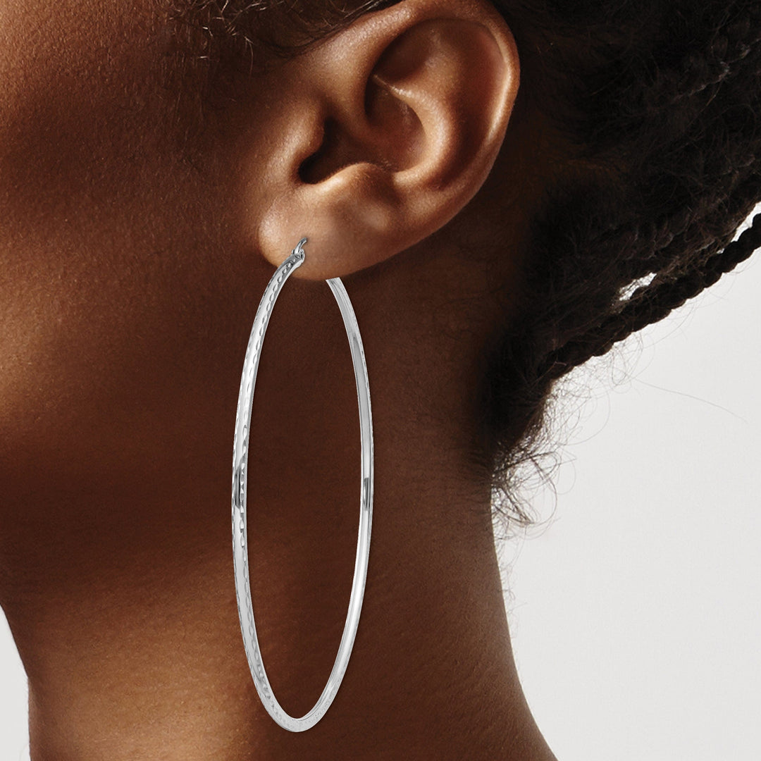 Silver D.C Hollow Round Hoop Wire Cluch Earring