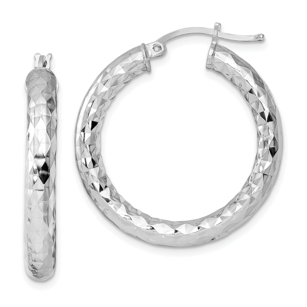 Silver D.C Hollow Hoop Hinged Back Earrings