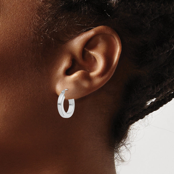 Silver Square Tube Hinged Back Hoop Earrings