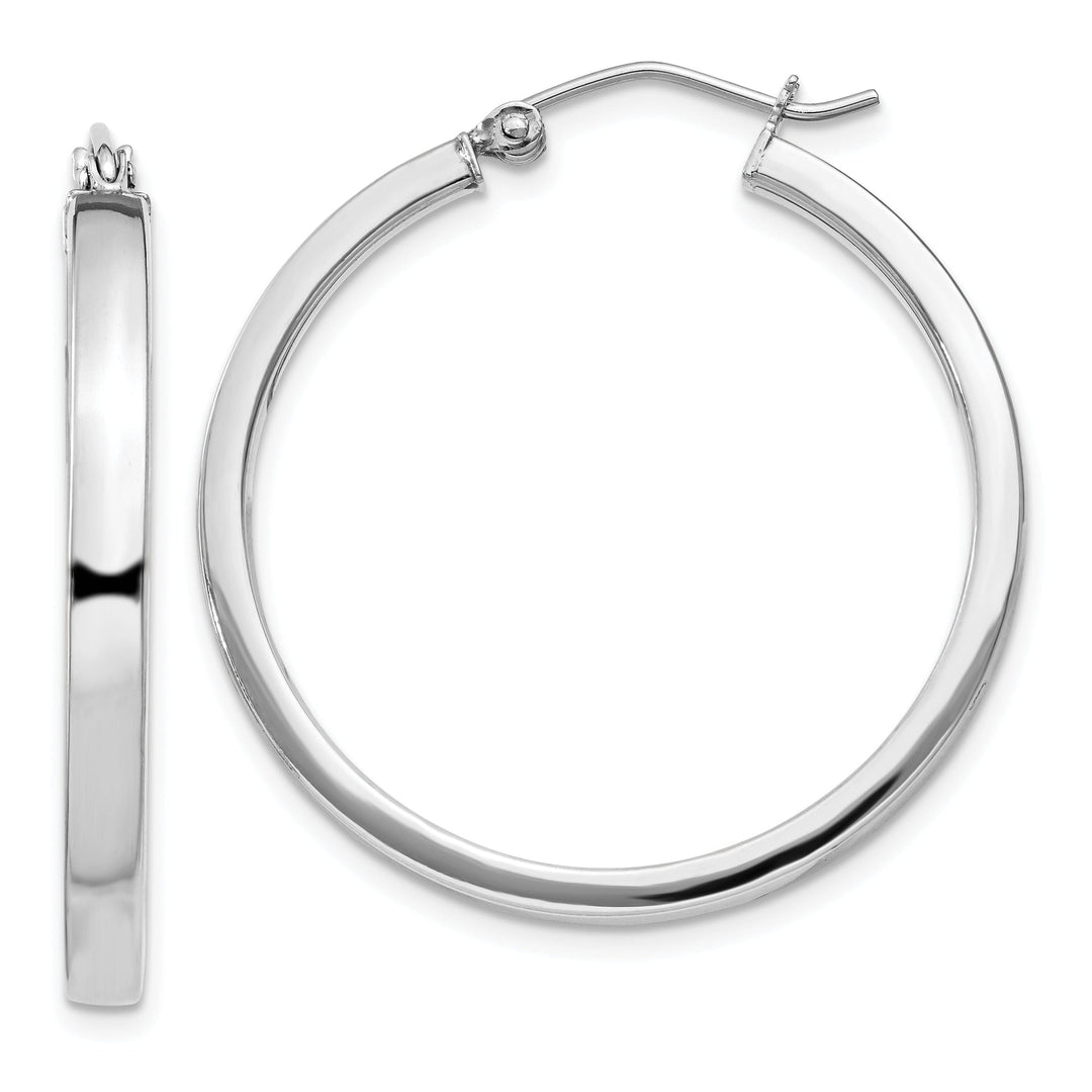 Silver Square Tube Hinged Back Hoop Earrings