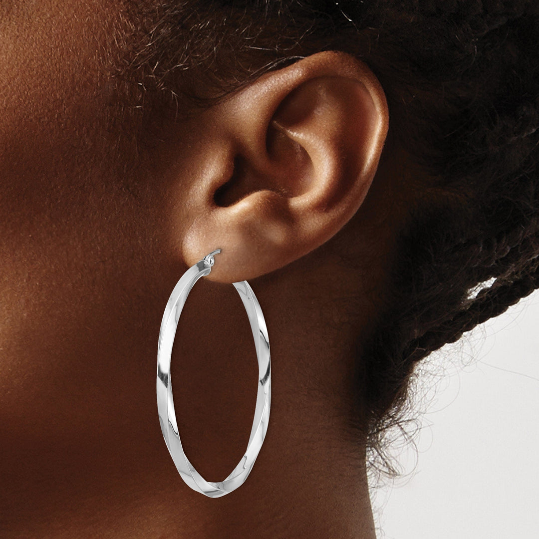 Sterling Silver 3MM Twisted Hoop Earrings