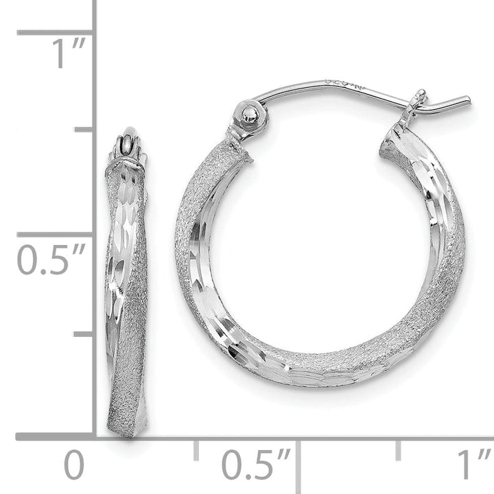 Sterling Silver Satin Finish D.C Hoop Earrings