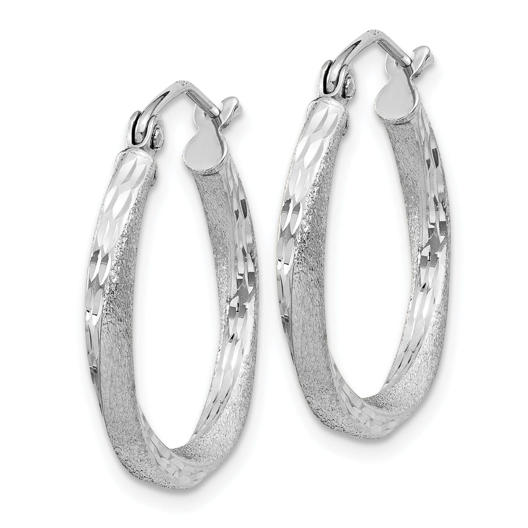 Silver Satin Diamond Cut Twist Hoop Earrings