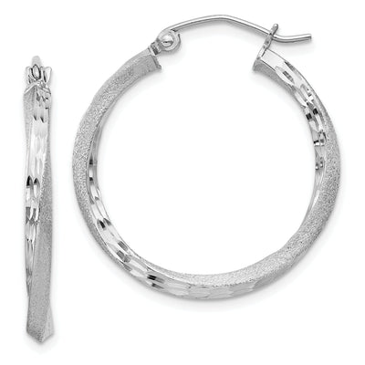 Silver Satin Diamond Cut Twist Hoop Earrings at $ 24.09 only from Jewelryshopping.com