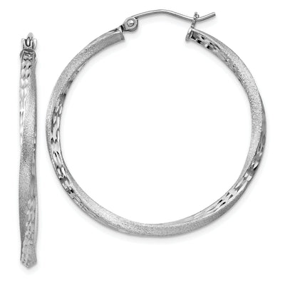 Silver Satin Diamond Cut Twist Hoop Earrings at $ 32.82 only from Jewelryshopping.com