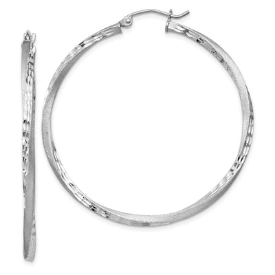 Silver Satin Diamond Cut Twist Hoop Earrings at $ 41.71 only from Jewelryshopping.com