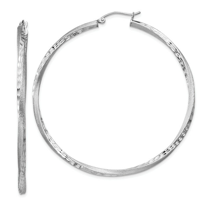 Sterling Silver Satin D.C Twist Hoop Earrings