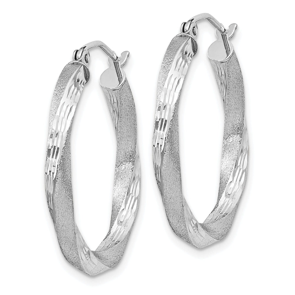 Silver 3MM Polished D.C Twisted Hoop Earrings