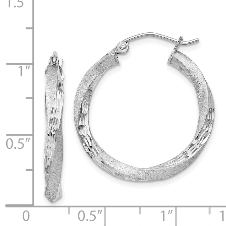 Silver 3MM Polished D.C Twisted Hoop Earrings