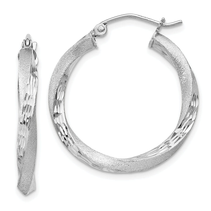 Silver 3MM Polished D.C Twisted Hoop Earrings