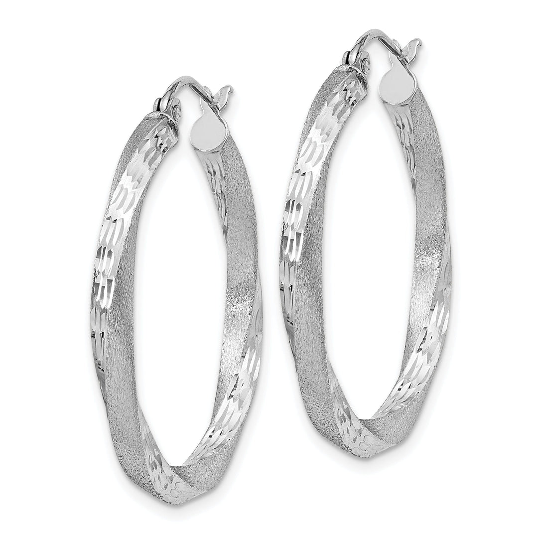 Silver 3MM Polished D.C Twisted Hoop Earrings