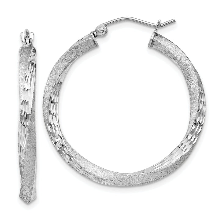 Silver 3MM Polished D.C Twisted Hoop Earrings