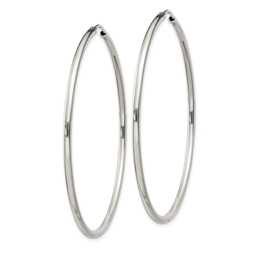 Sterling Silver Endless Hoop Earrings 2mmx55mm