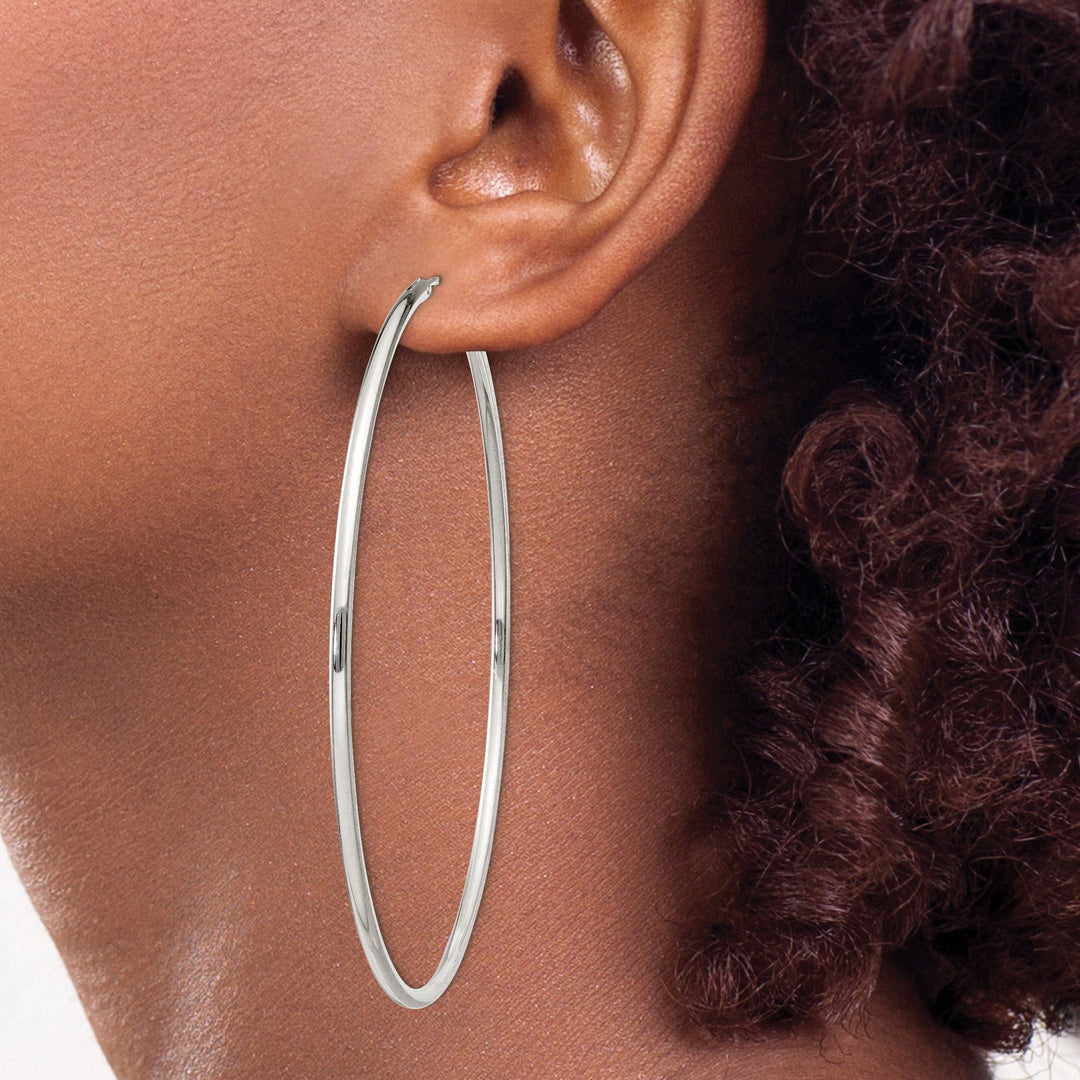Sterling Silver Endless Hoop Earrings 2mmx70mm