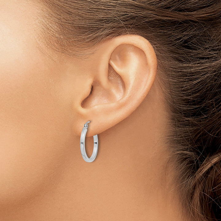 Sterling Silver 2MM Square Tube Hoop Earrings