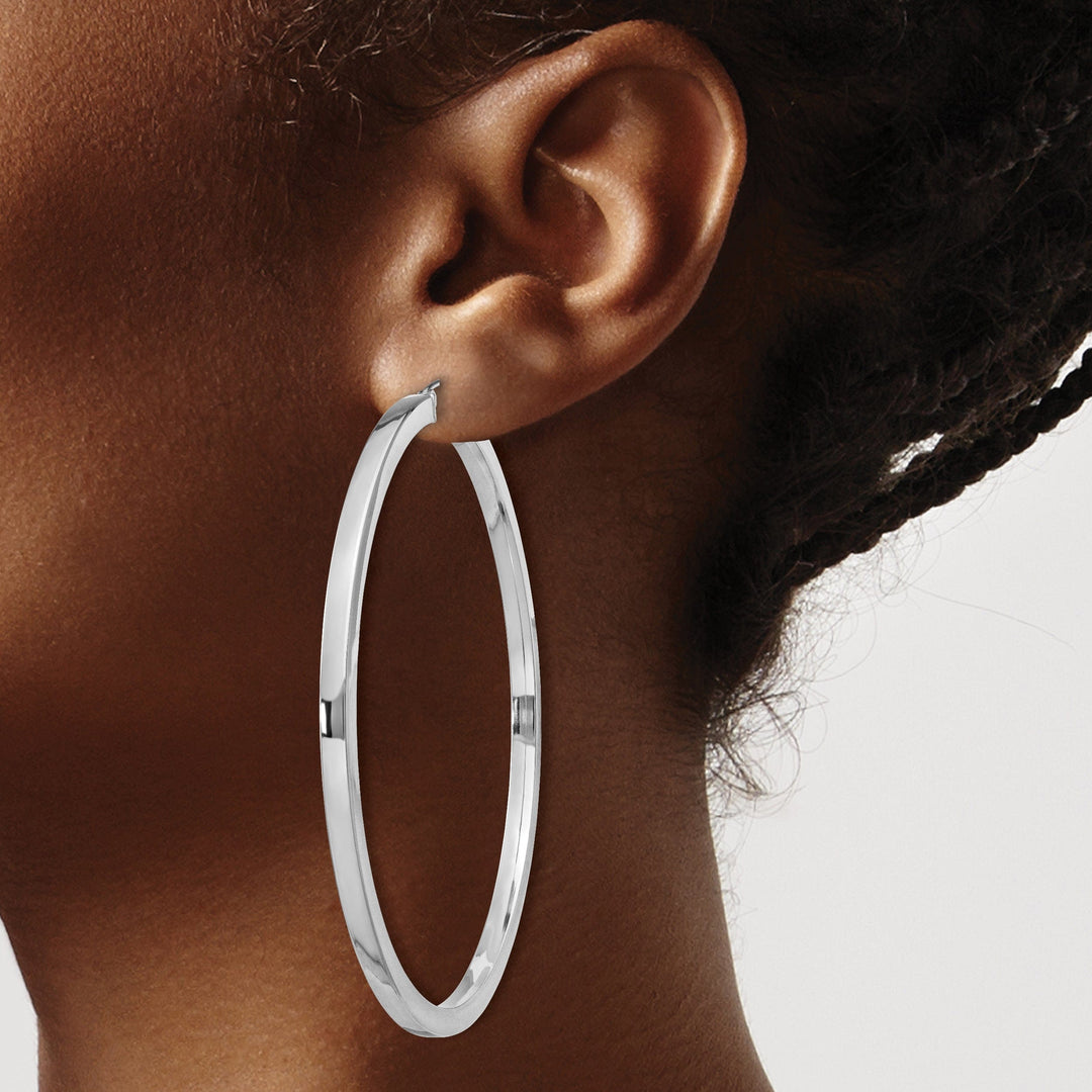 Sterling Silver 2MM Square Tube Hoop Earrings