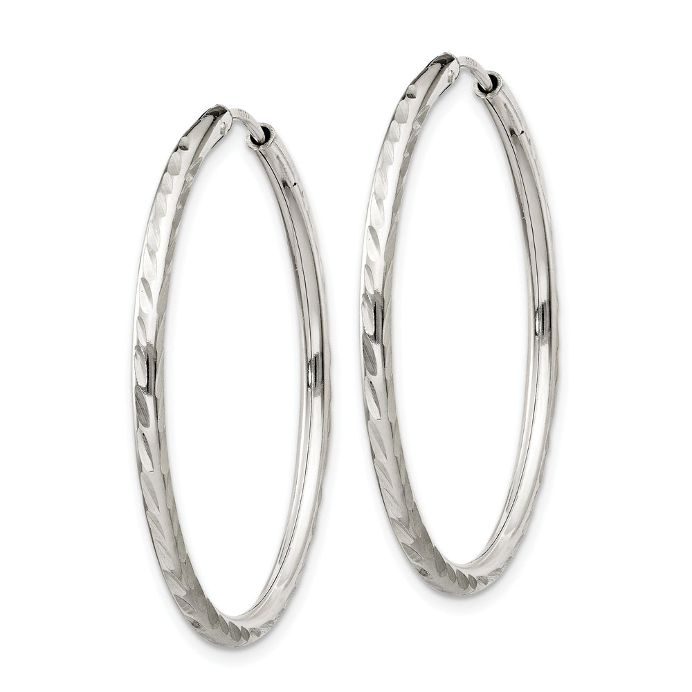 Sterling Silver Diamond Cut Hoop Earrings