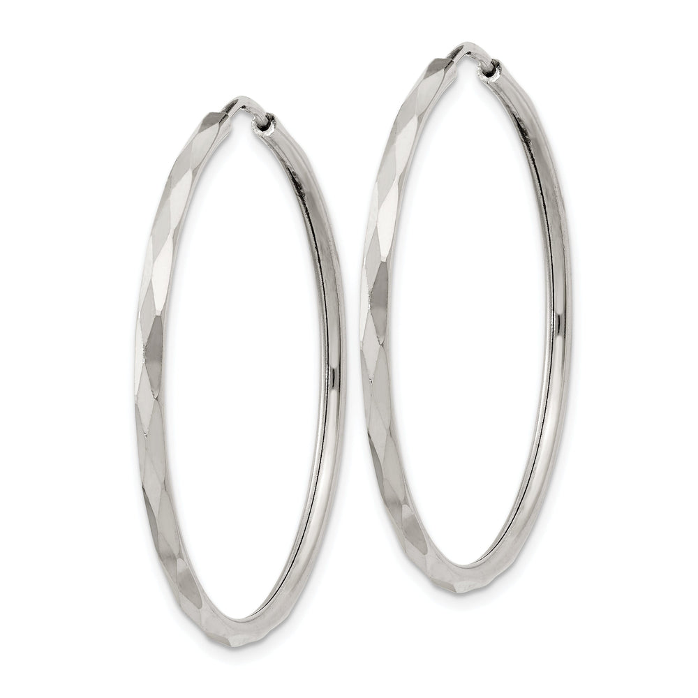 Sterling Silver Diamond Cut Hoop Earrings
