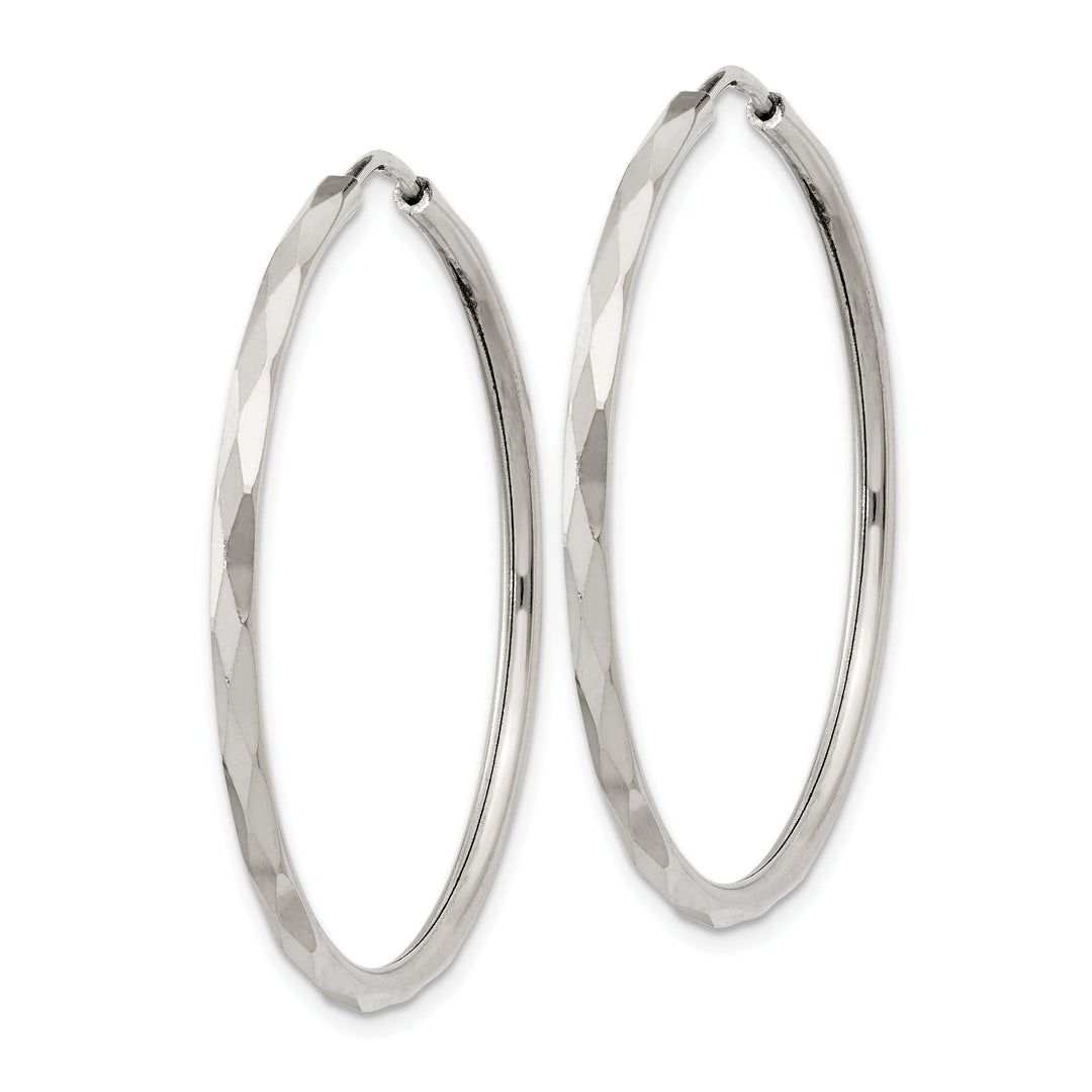 Sterling Silver Diamond Cut Hoop Earrings