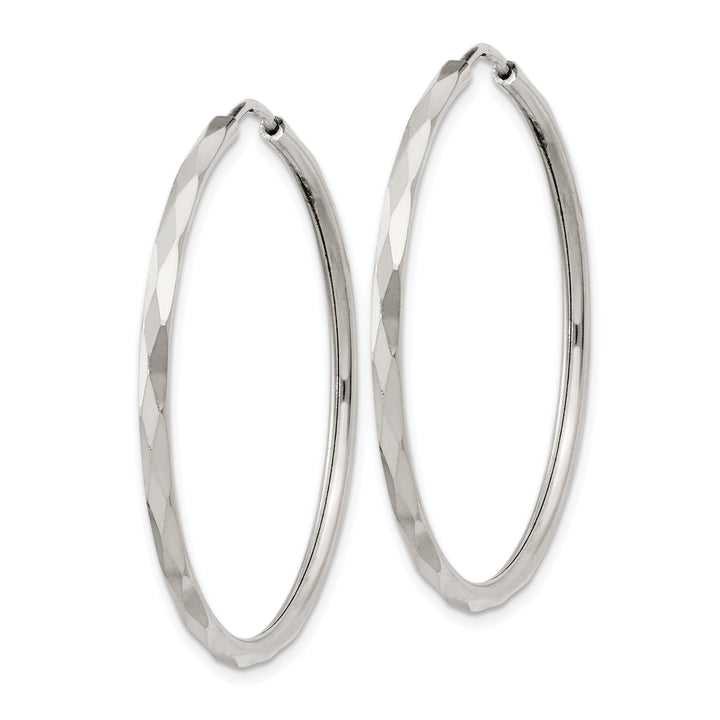 Sterling Silver Diamond Cut Hoop Earrings