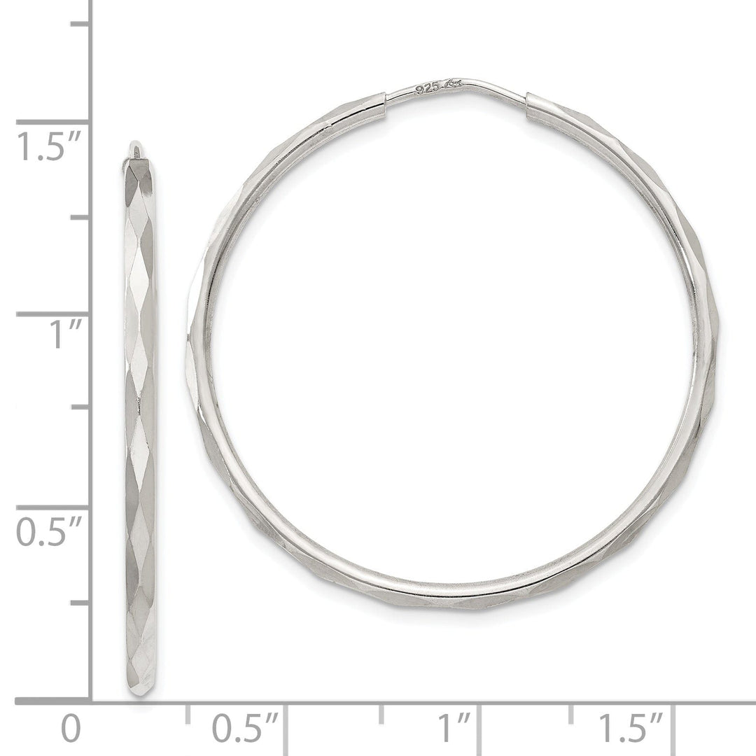Sterling Silver Diamond Cut Hoop Earrings