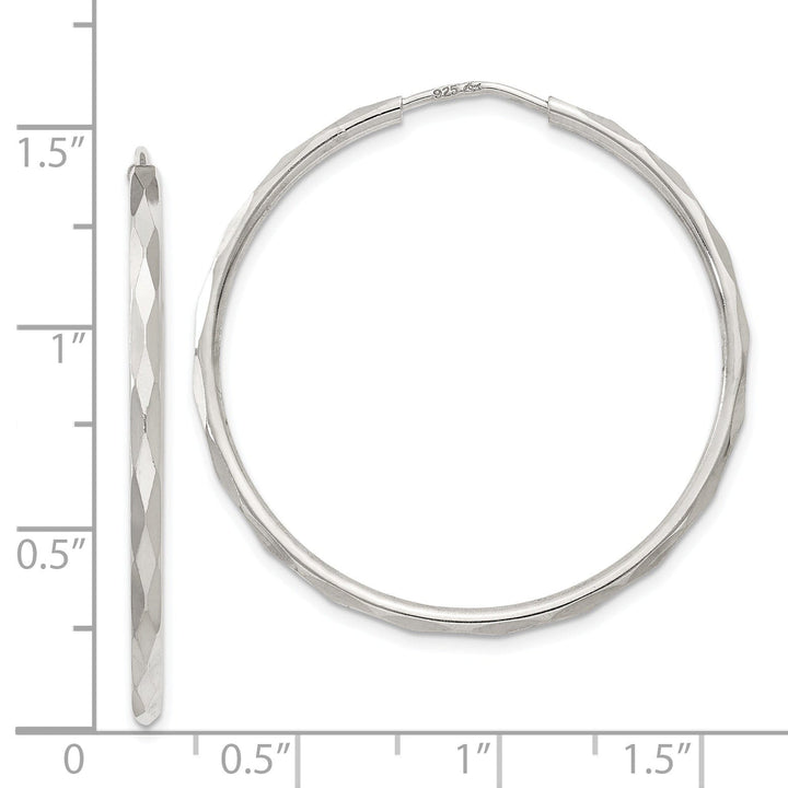 Sterling Silver Diamond Cut Hoop Earrings