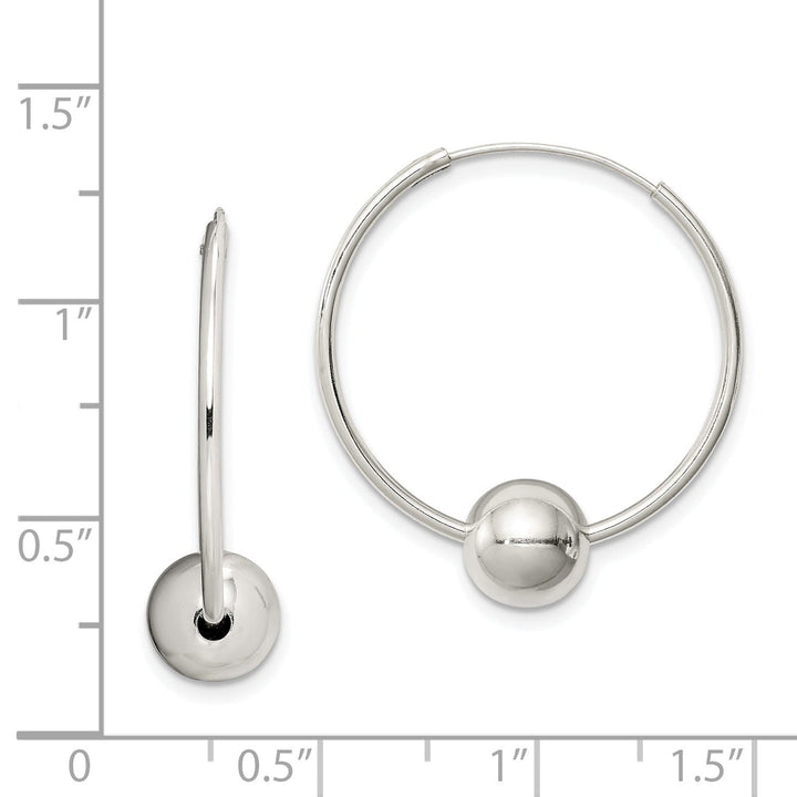 Sterling Silver Ball Bead Hoop Earrings