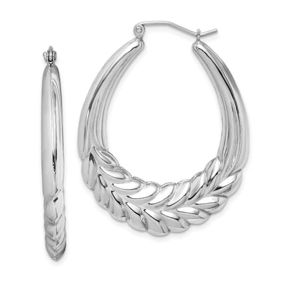 Sterling Silver Fancy Oval Hoop Earrings at $ 50.48 only from Jewelryshopping.com