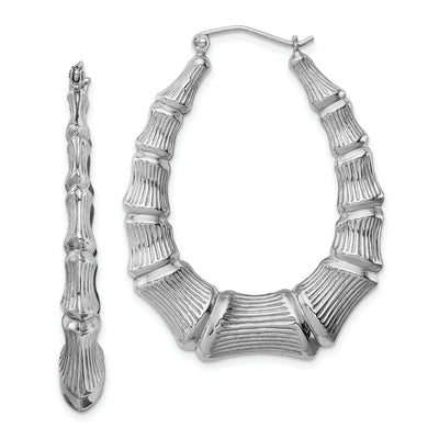 Sterling Silver Oval Bamboo Hoop Earrings at $ 53 only from Jewelryshopping.com