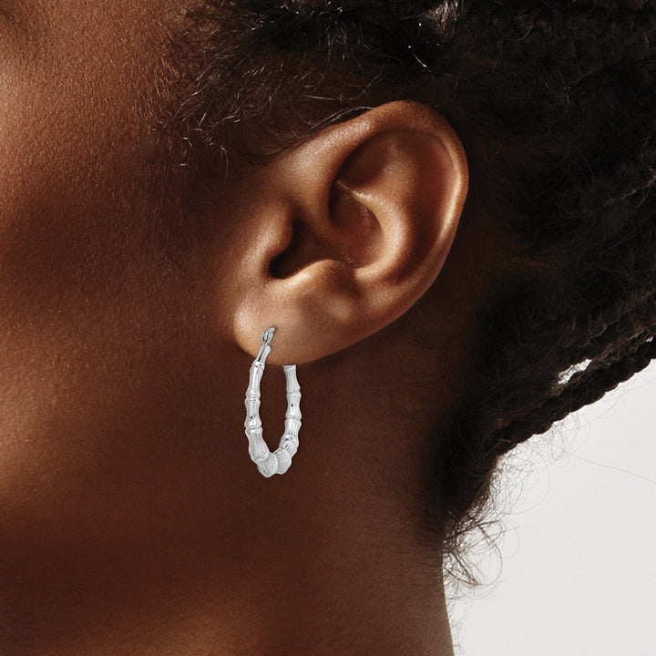 Sterling Silver Bamboo Hoop Earrings