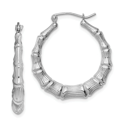 Sterling Silver Bamboo Hoop Earrings at $ 25.7 only from Jewelryshopping.com