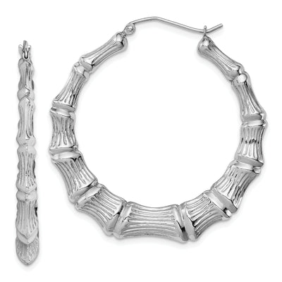 Sterling Silver Bamboo Hoop Earrings at $ 63.84 only from Jewelryshopping.com