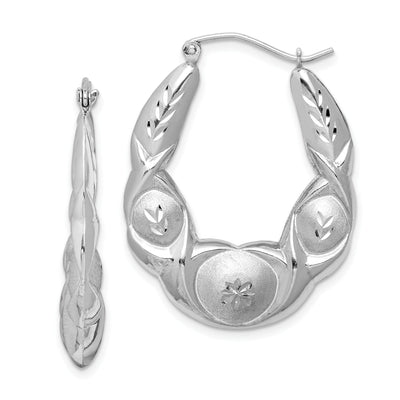 Silver Polished and Satin Scalloped Hoop Earrings at $ 44.69 only from Jewelryshopping.com