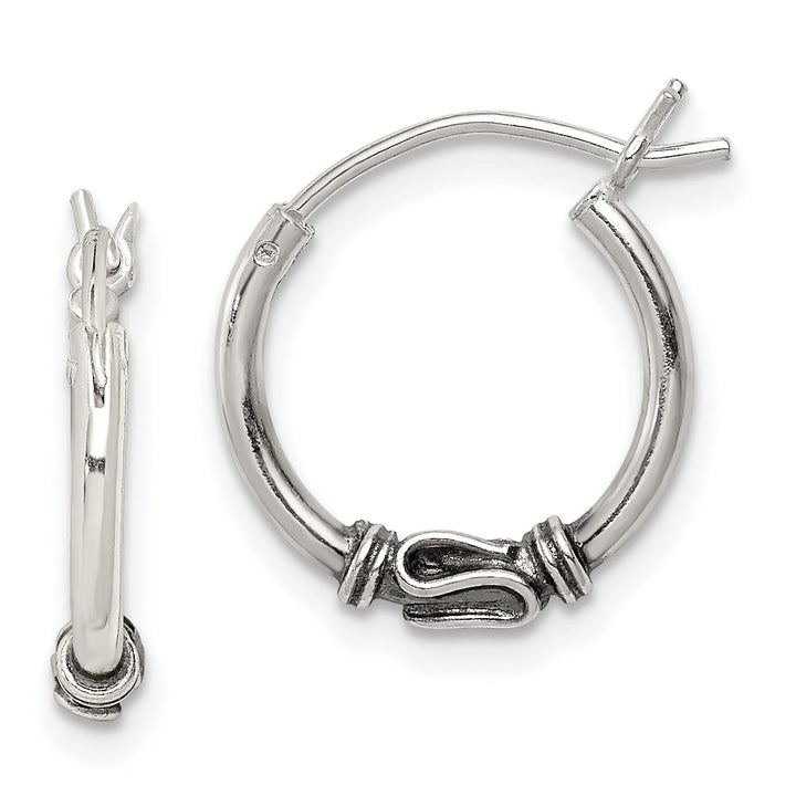Silver Antiqued Hoop Wire and Clutch Earrings