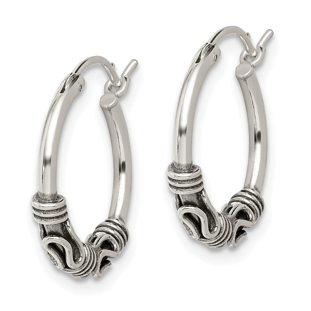 Sterling Silver Antiqued Hoop Earrings