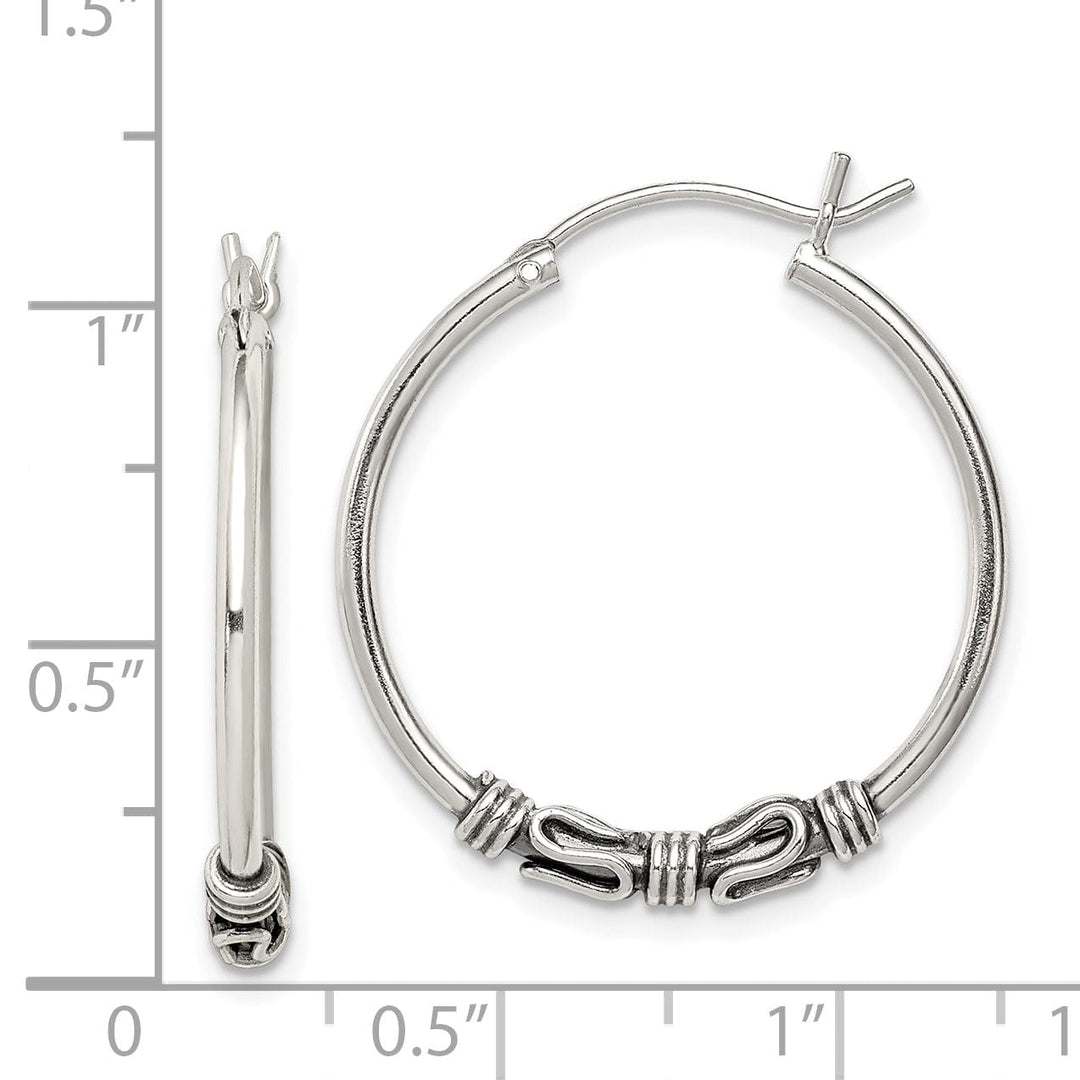 Sterling Silver Antiqued Hoop Earrings