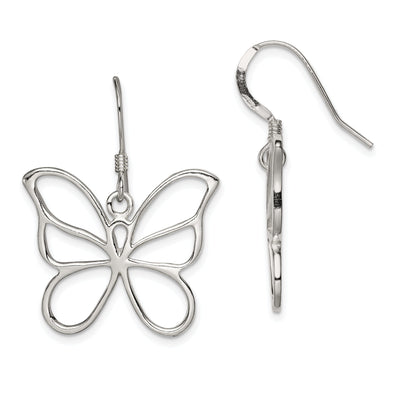 Sterling Silver Large Butterfly Dangle Earrings