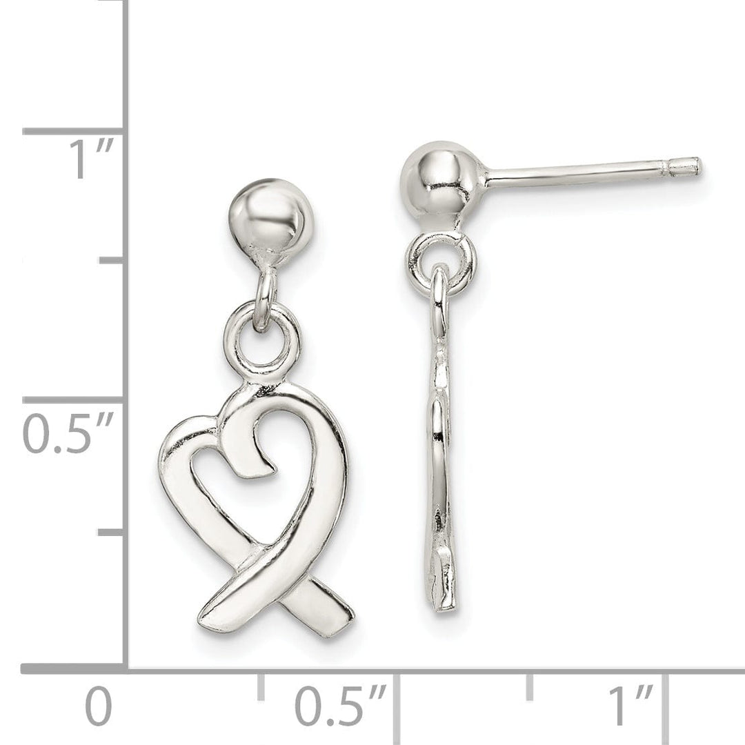 Sterling Silver Heart Dangle Earrings