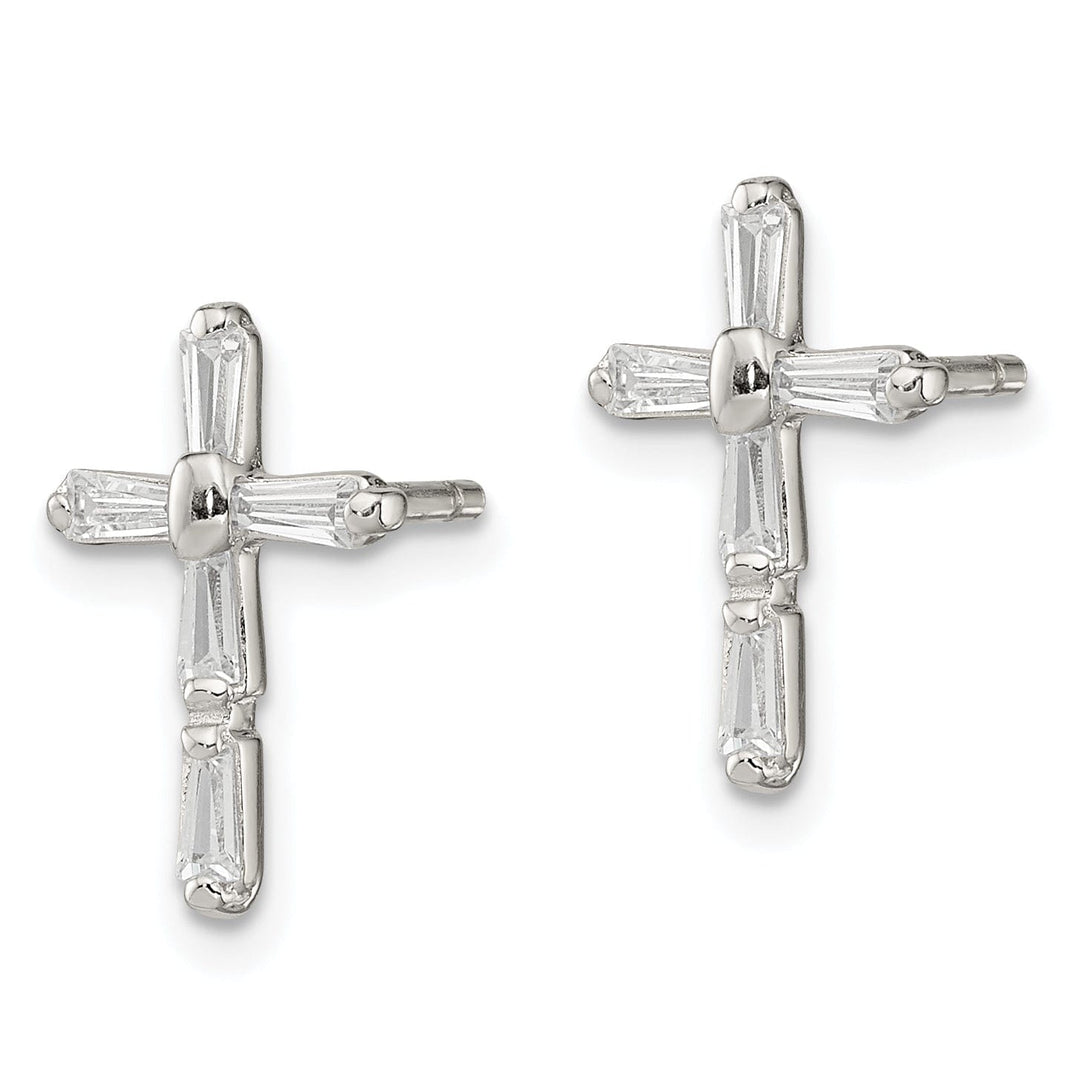 Sterling Silver C.Z Diamond Cross Post Earrings