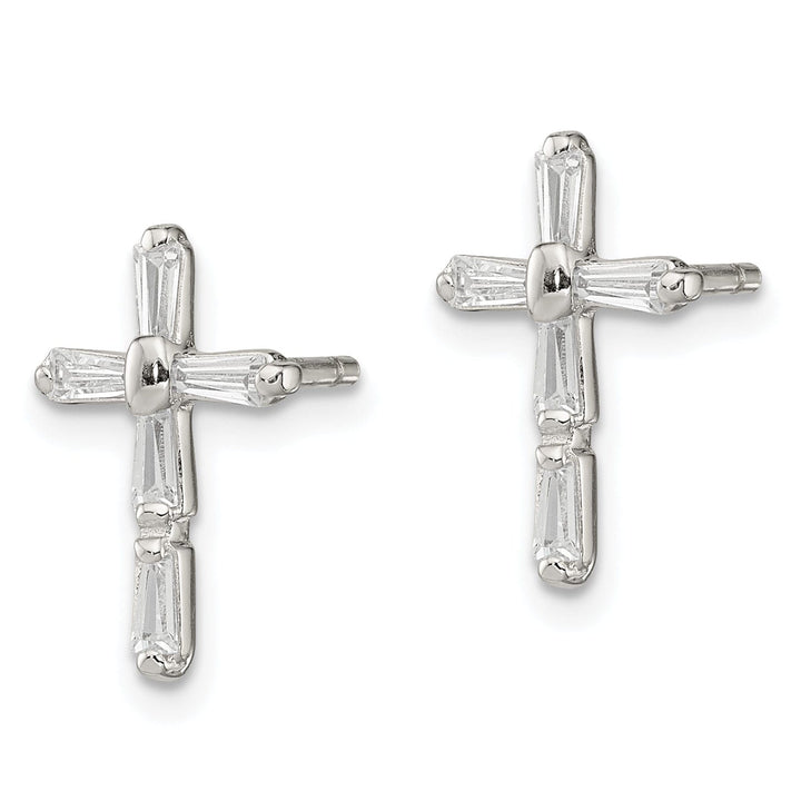 Sterling Silver C.Z Diamond Cross Post Earrings