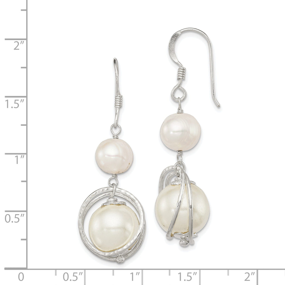 Silver Water Cultured Pearl Hook Earrings