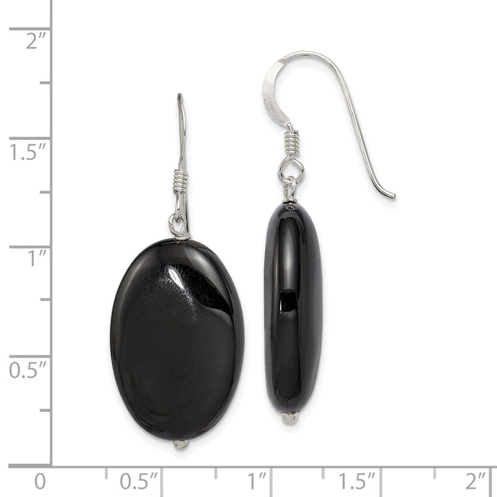 Sterling Silver Black Agate Drop Earrings
